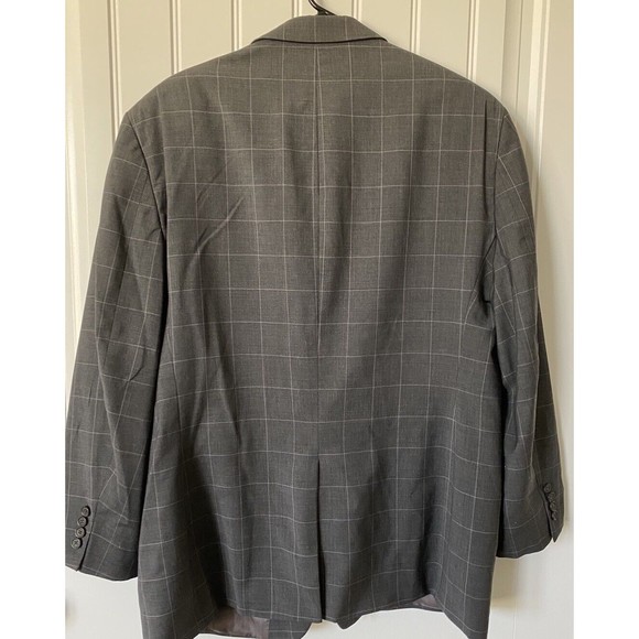 Lauren Ralph Lauren‎ Mens Blazer 42L Gray Windowpane Wool Jacket Career Office - Picture 2 of 10